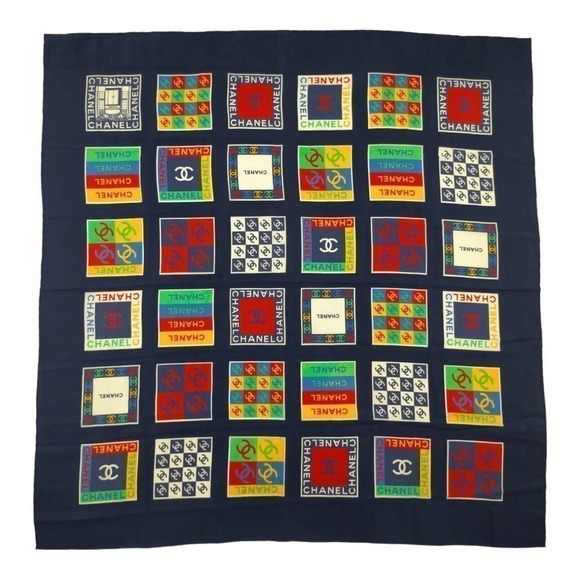 Chanel Multi-Color Signature Logo 100% Silk Square Scarf - Picture 4 of 15